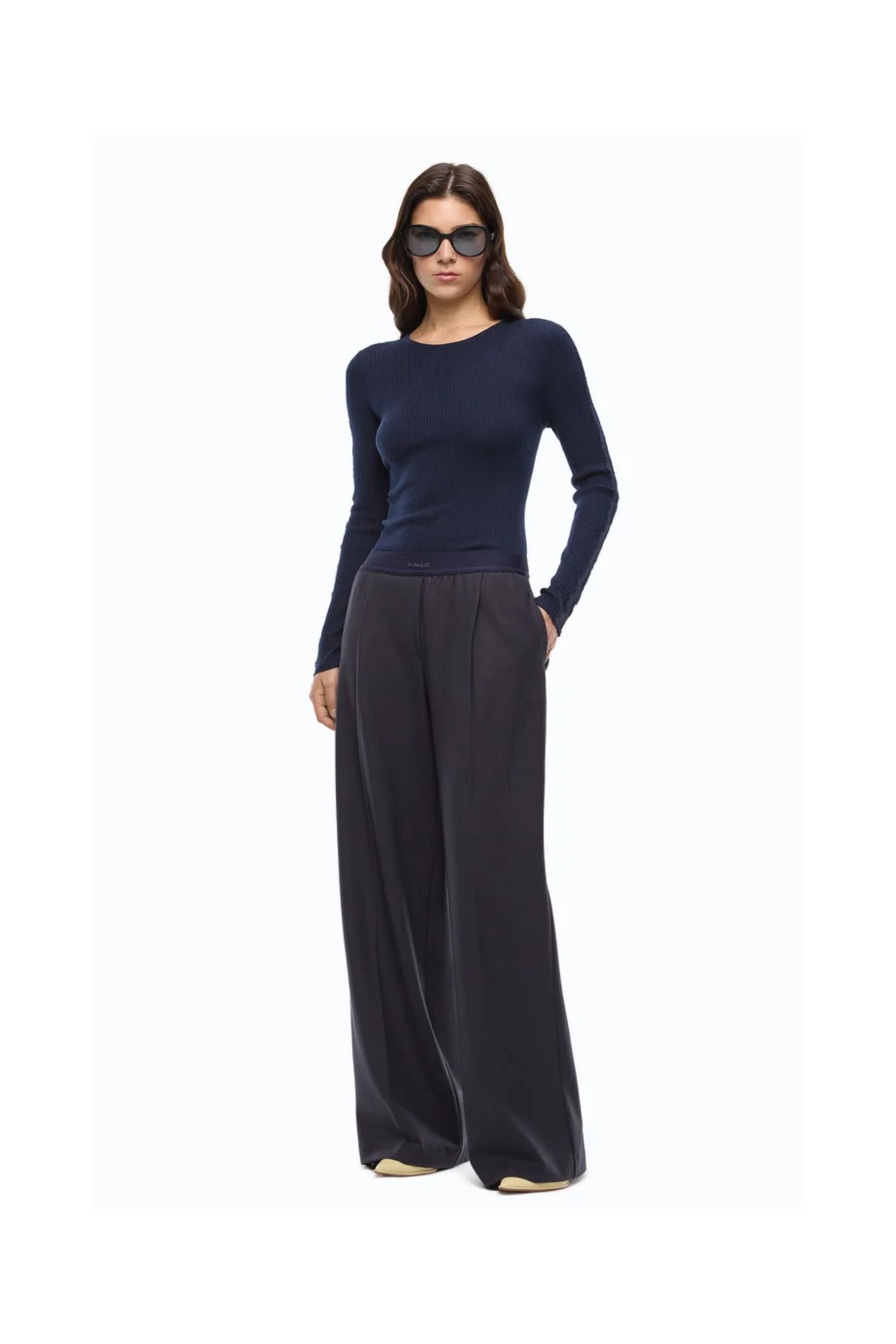 MAGLIA A COSTINE CON PIZZO PINKO