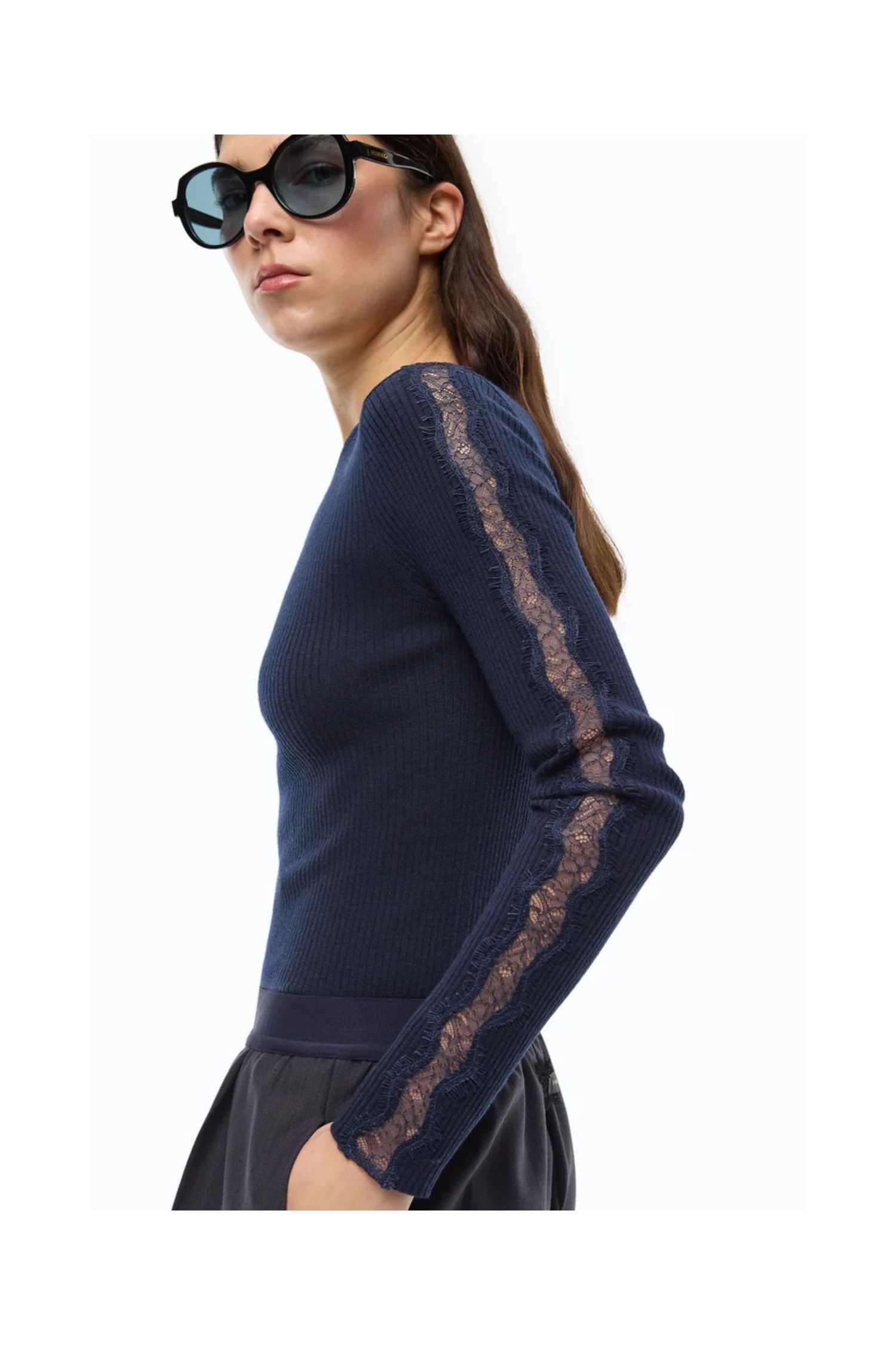 MAGLIA A COSTINE CON PIZZO PINKO