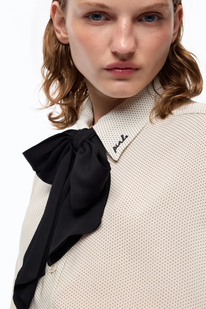 CAMICIA IN POPELINE CON CRAVATTA RIMOVIBILE E POIS PINKO
