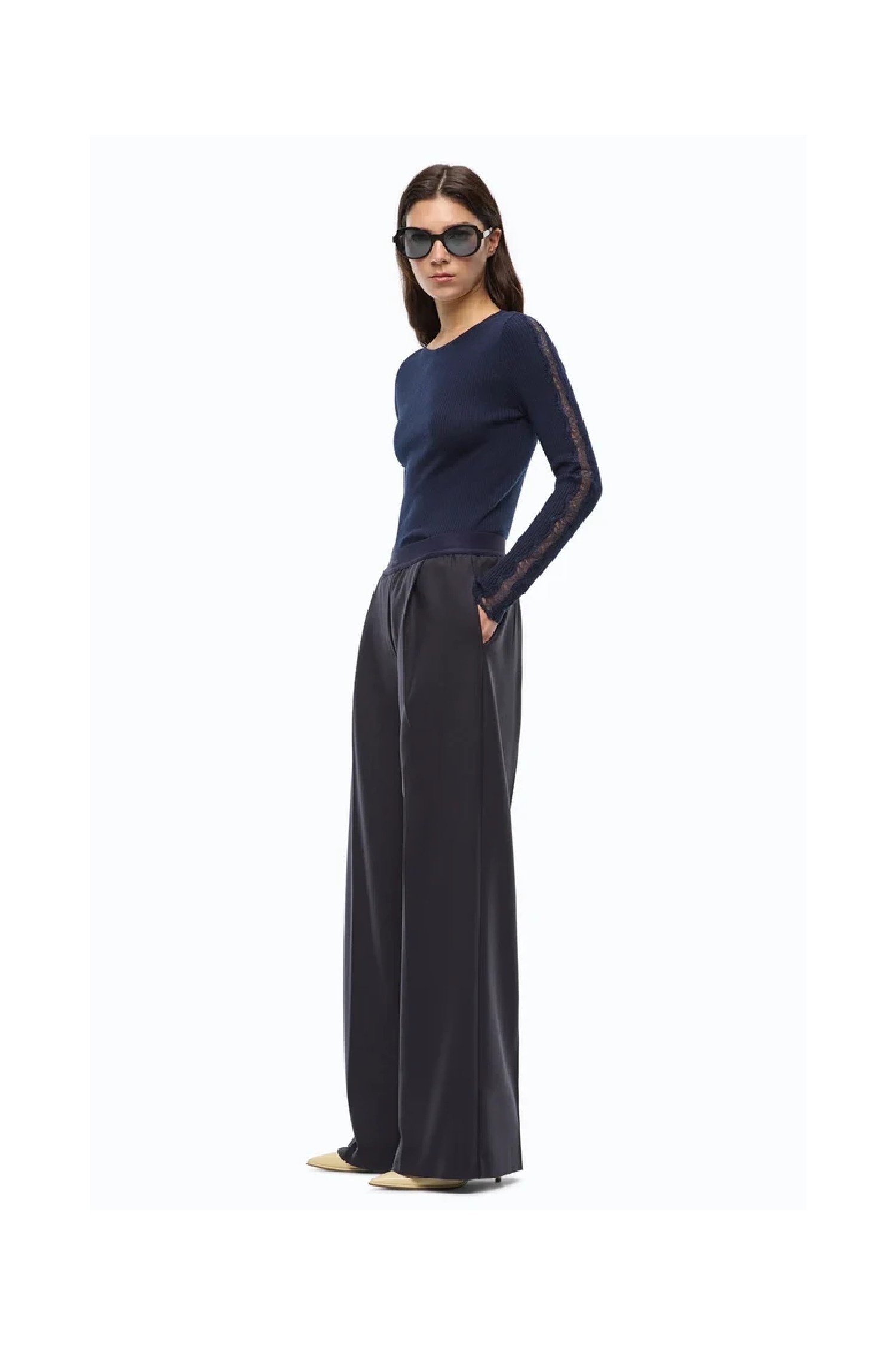  PANTALONI A PALAZZO IN MISTO LANA STRETCH PINKO