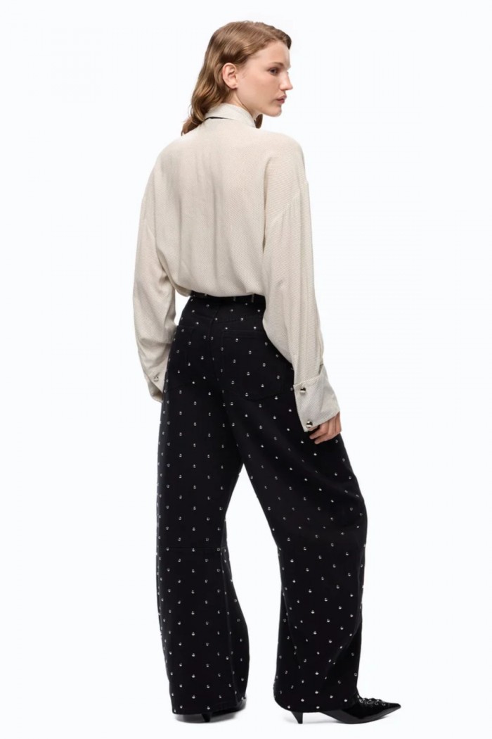 CAMICIA IN POPELINE CON CRAVATTA RIMOVIBILE E POIS PINKO
