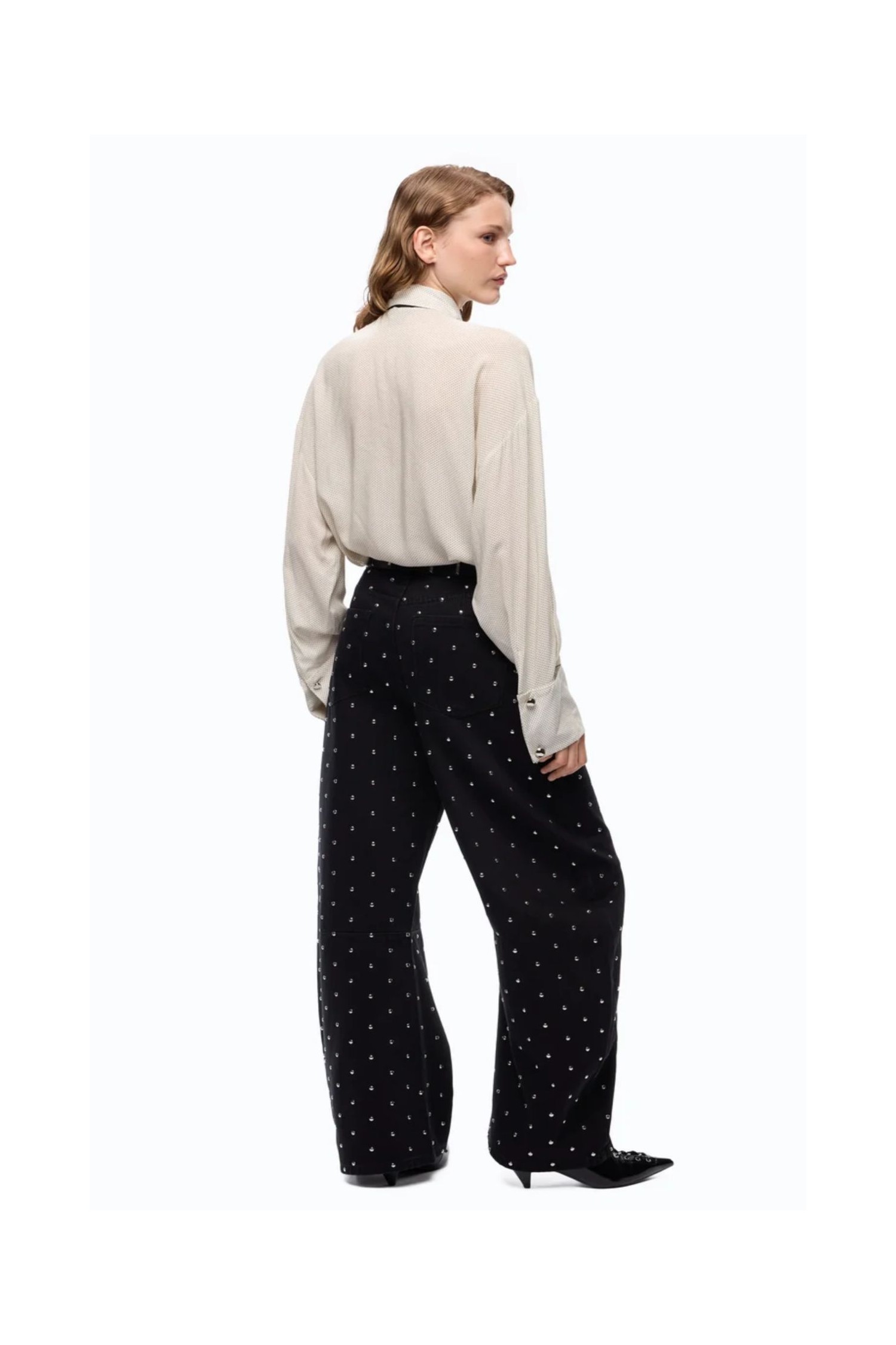 CAMICIA IN POPELINE CON CRAVATTA RIMOVIBILE E POIS PINKO