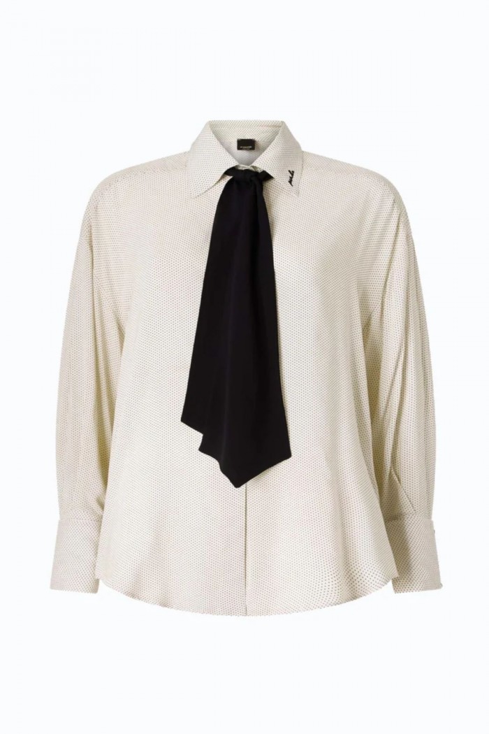 CAMICIA IN POPELINE CON CRAVATTA RIMOVIBILE E POIS PINKO