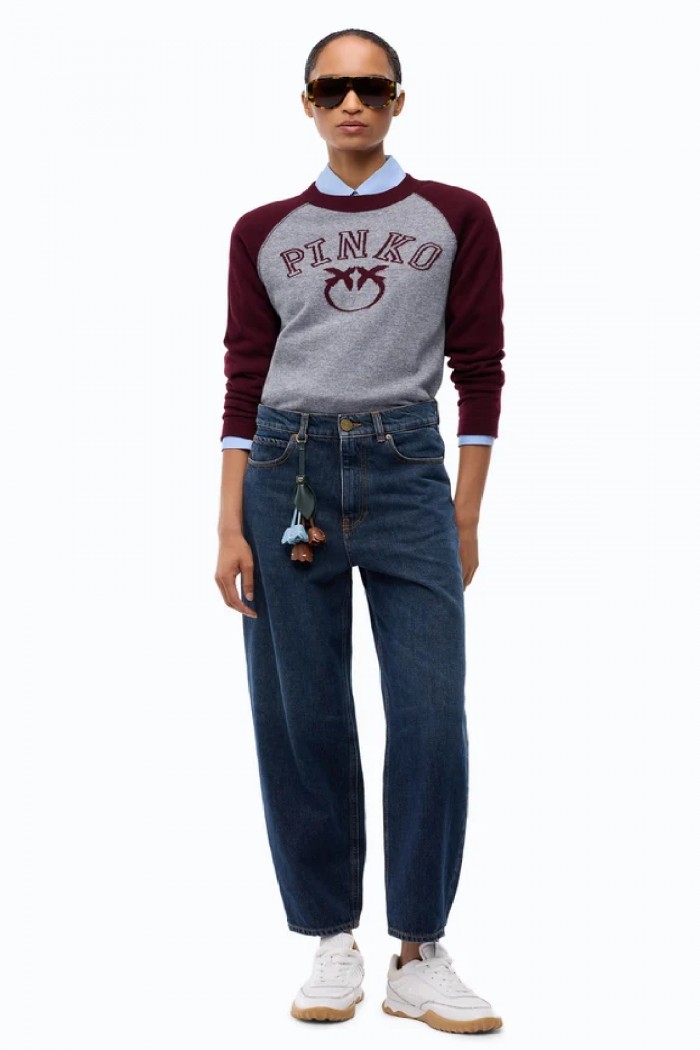 MAGLIA BICOLORE CON LOGO PINKO