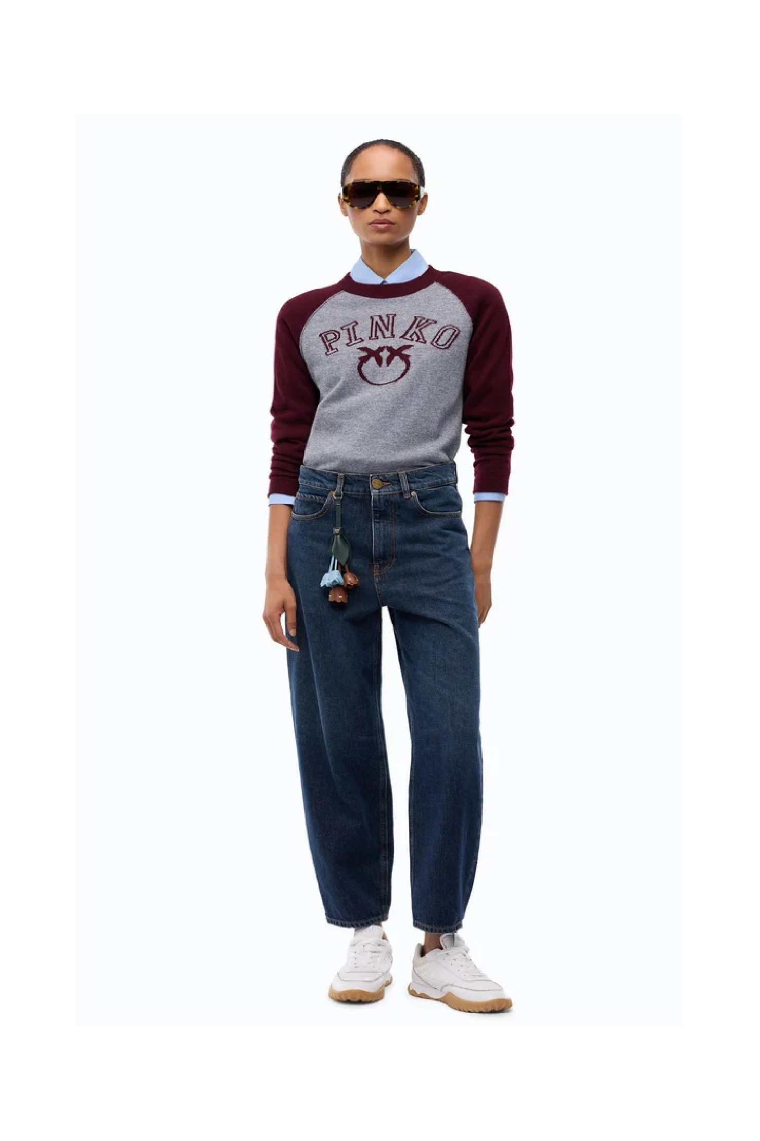 MAGLIA BICOLORE CON LOGO PINKO