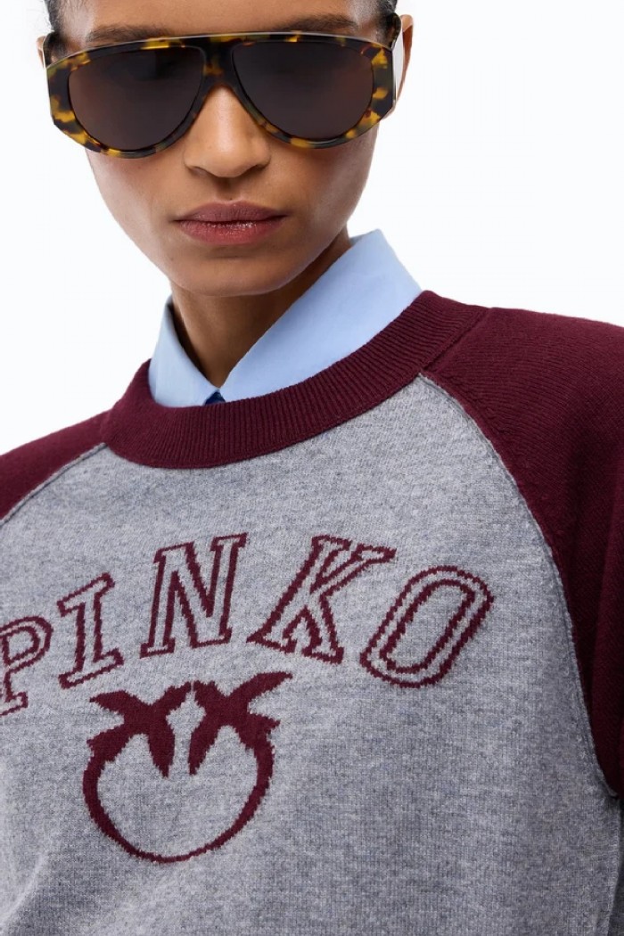 MAGLIA BICOLORE CON LOGO PINKO