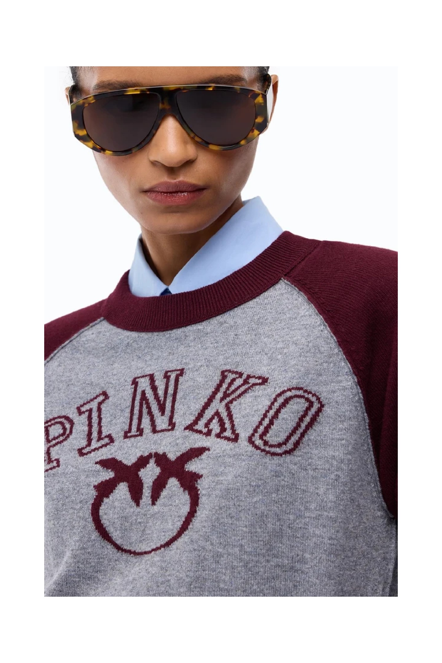 MAGLIA BICOLORE CON LOGO PINKO