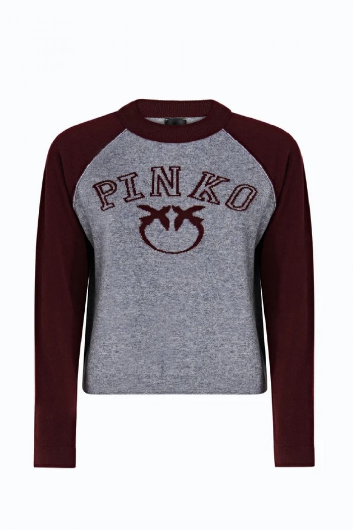 MAGLIA BICOLORE CON LOGO PINKO