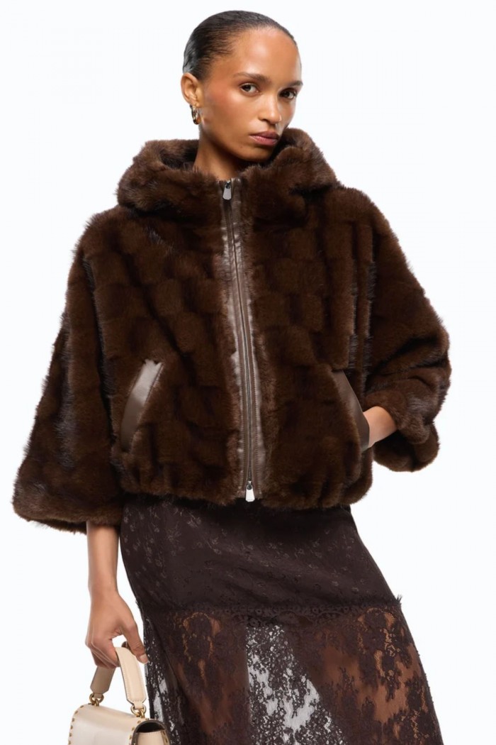 GIACCA PELLICCIA CON CAPPUCCIO PINKO
