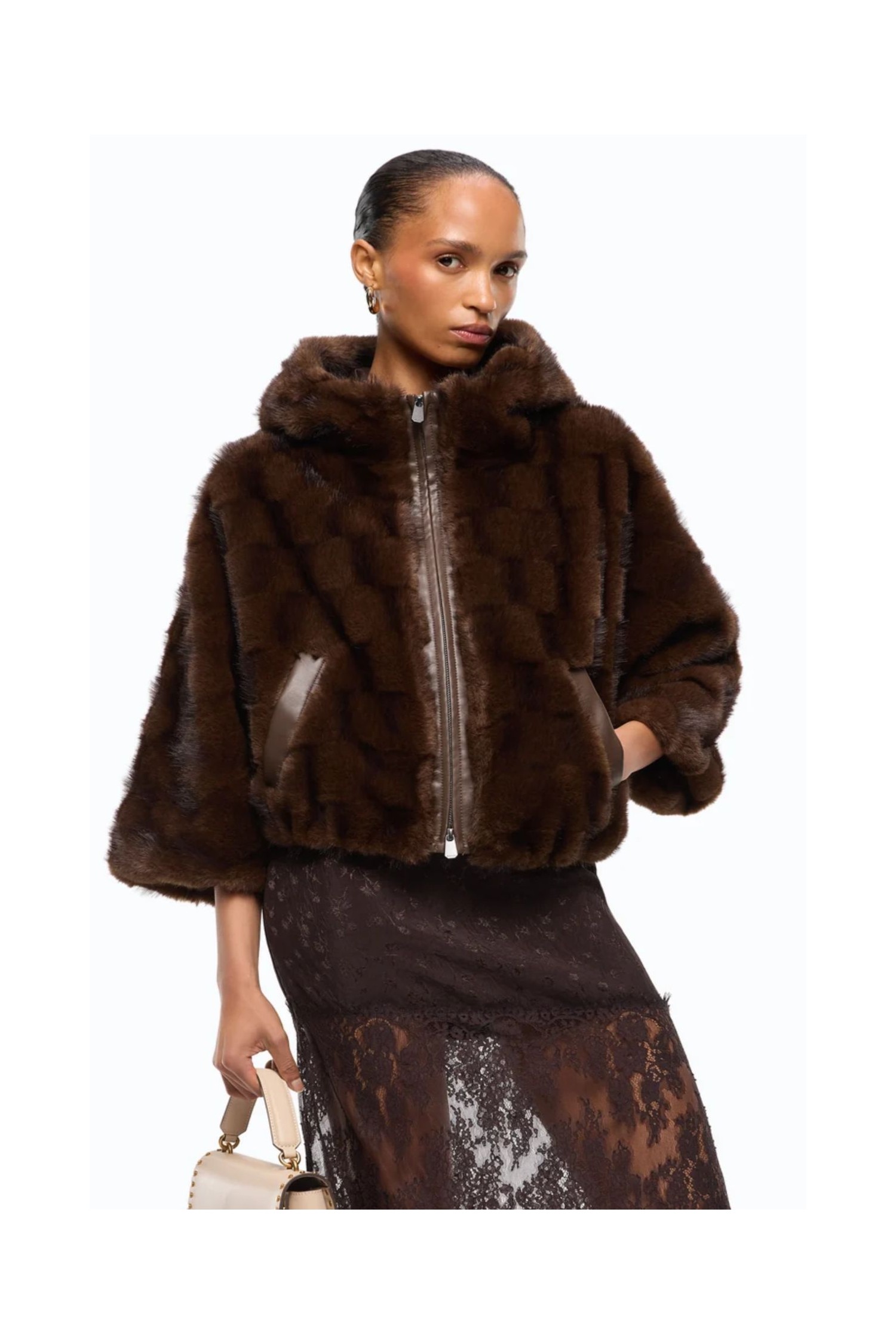 GIACCA PELLICCIA CON CAPPUCCIO PINKO