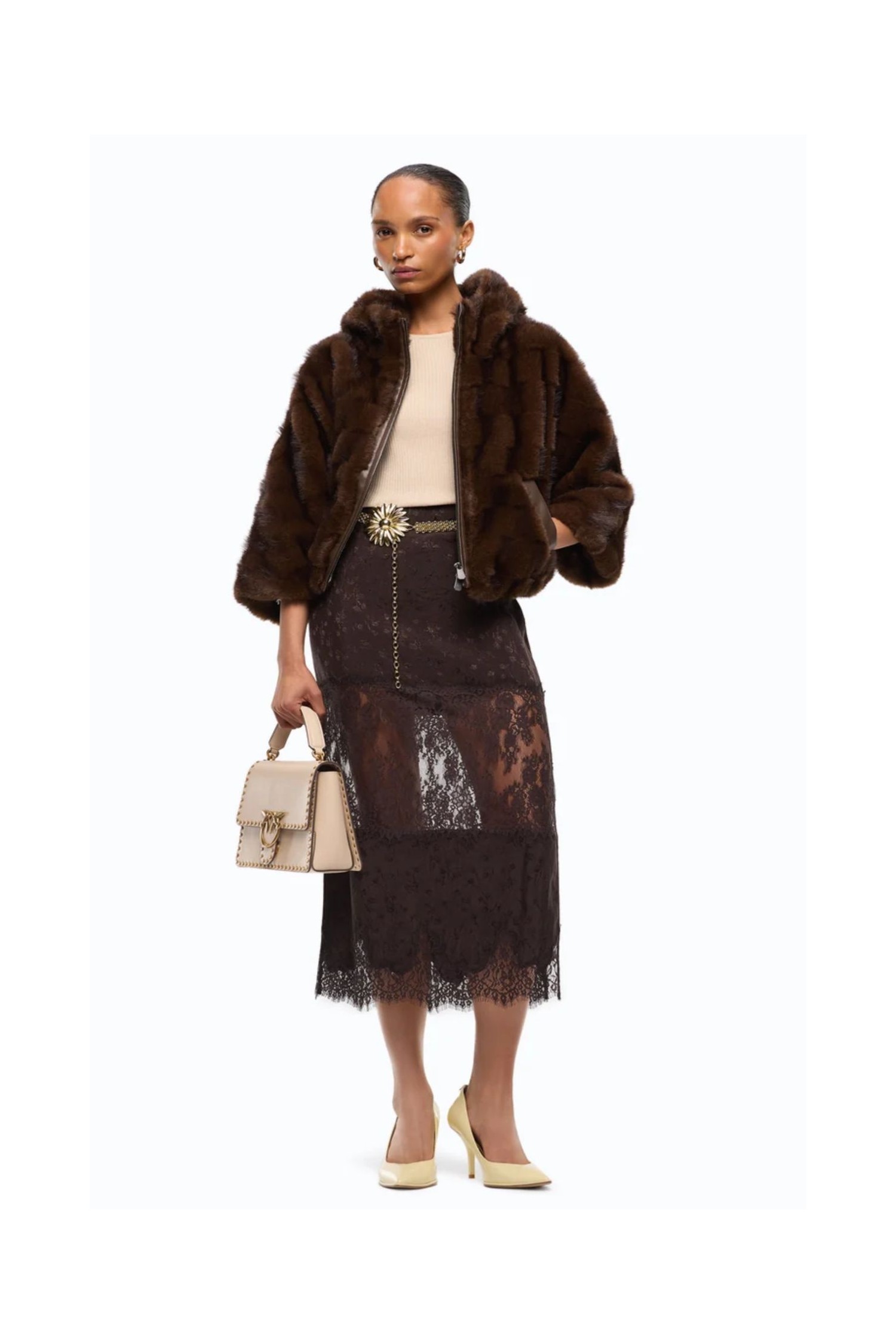 GIACCA PELLICCIA CON CAPPUCCIO PINKO