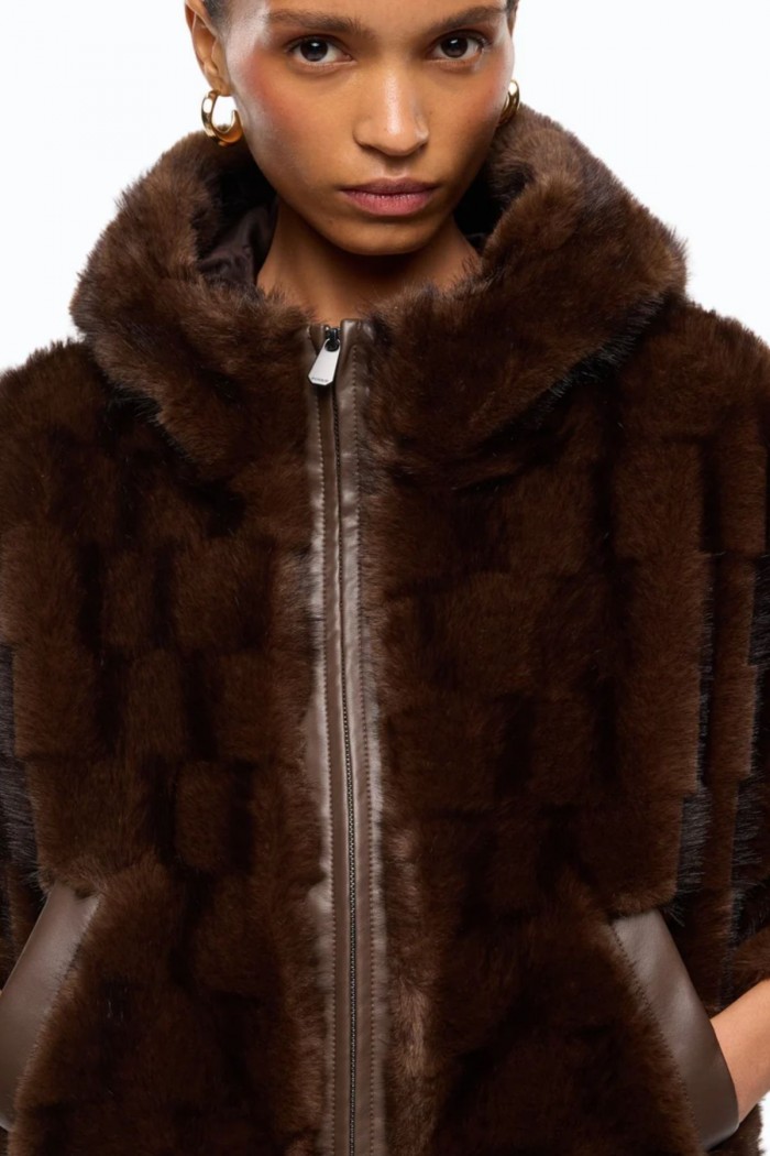 GIACCA PELLICCIA CON CAPPUCCIO PINKO