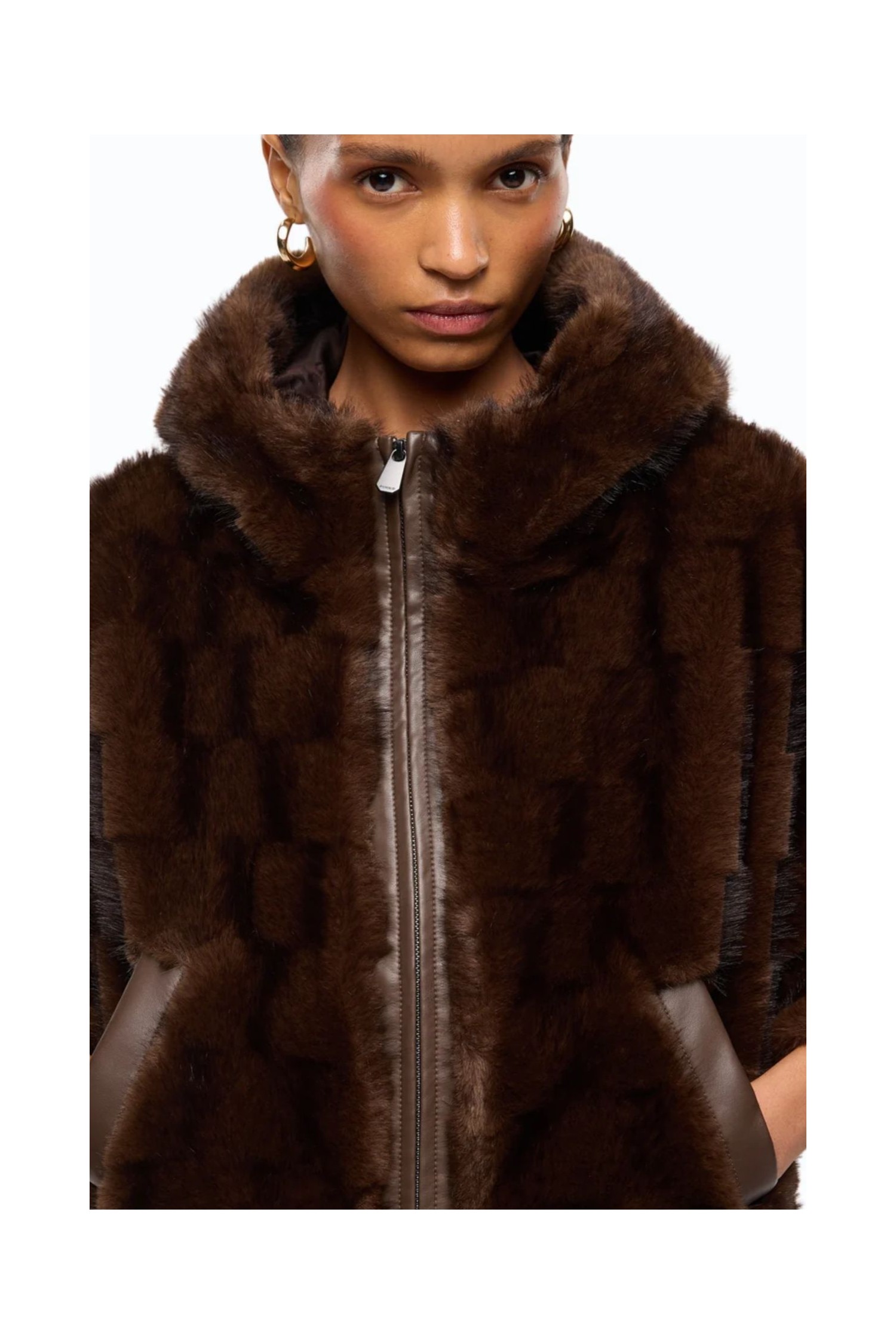 GIACCA PELLICCIA CON CAPPUCCIO PINKO