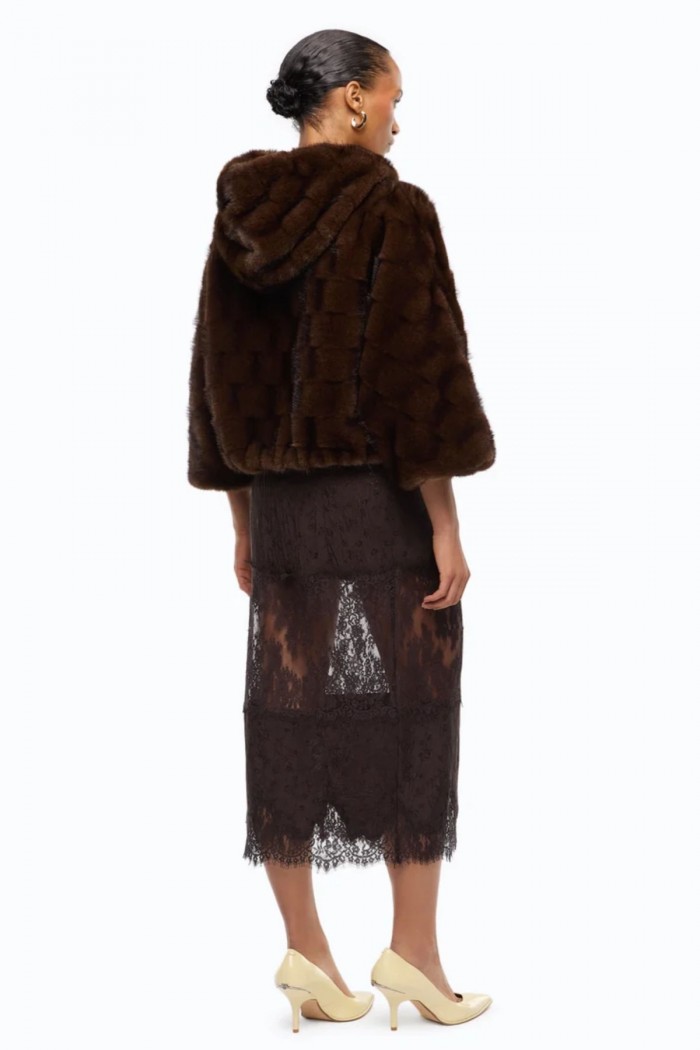 GIACCA PELLICCIA CON CAPPUCCIO PINKO