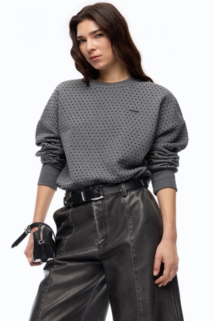 MAGLIA IN FELPA FULL STRASS PINKO