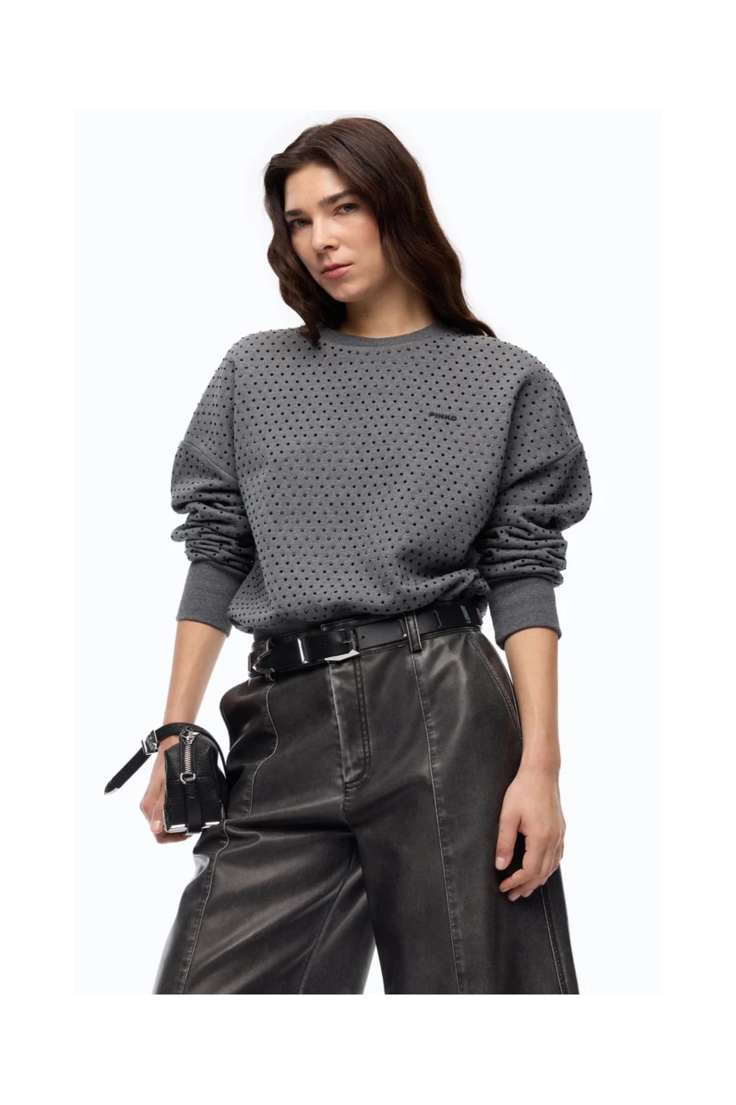MAGLIA IN FELPA FULL STRASS PINKO