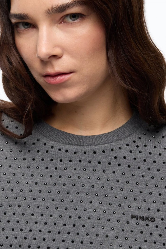 MAGLIA IN FELPA FULL STRASS PINKO