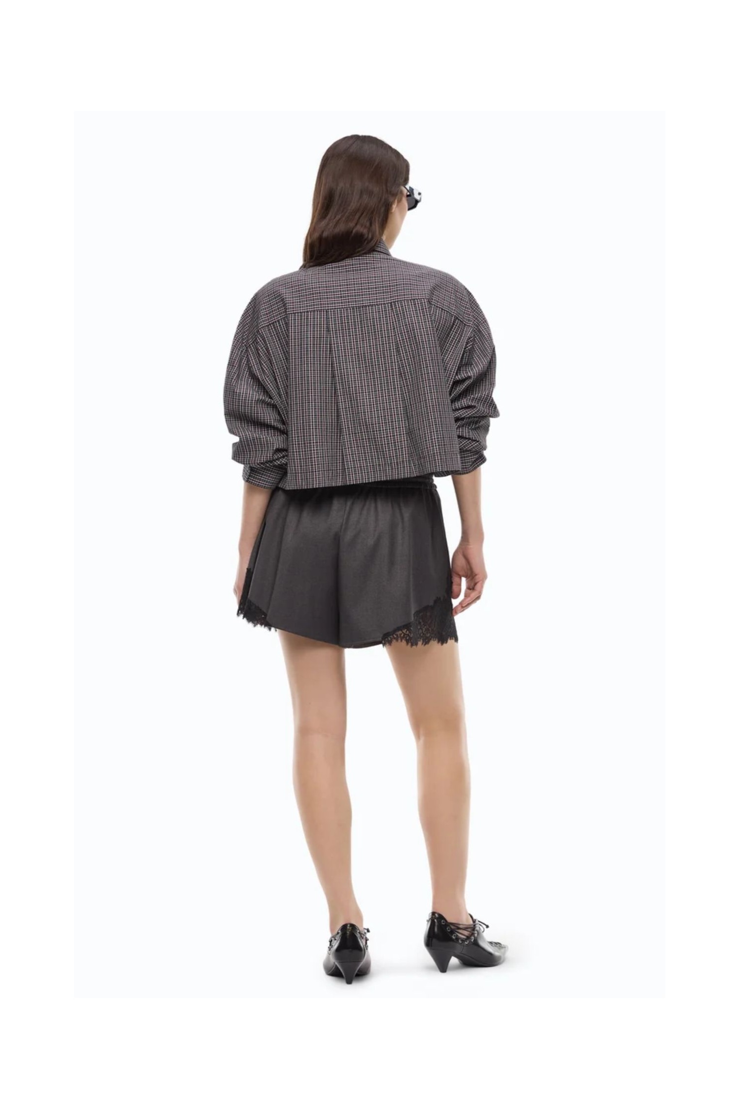 CAMICIA CROPPED A QUADRETTI CON CRAVATTA PINKO