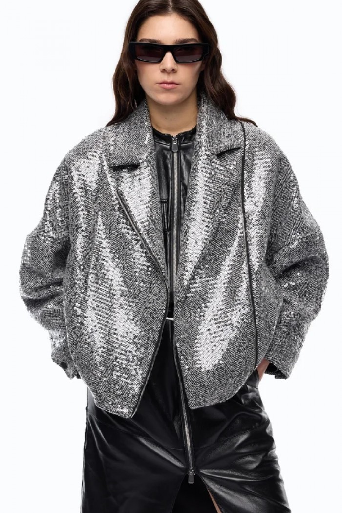 CAPPOTTO DOPPIOPETTO CON PAILLETTES PINKO
