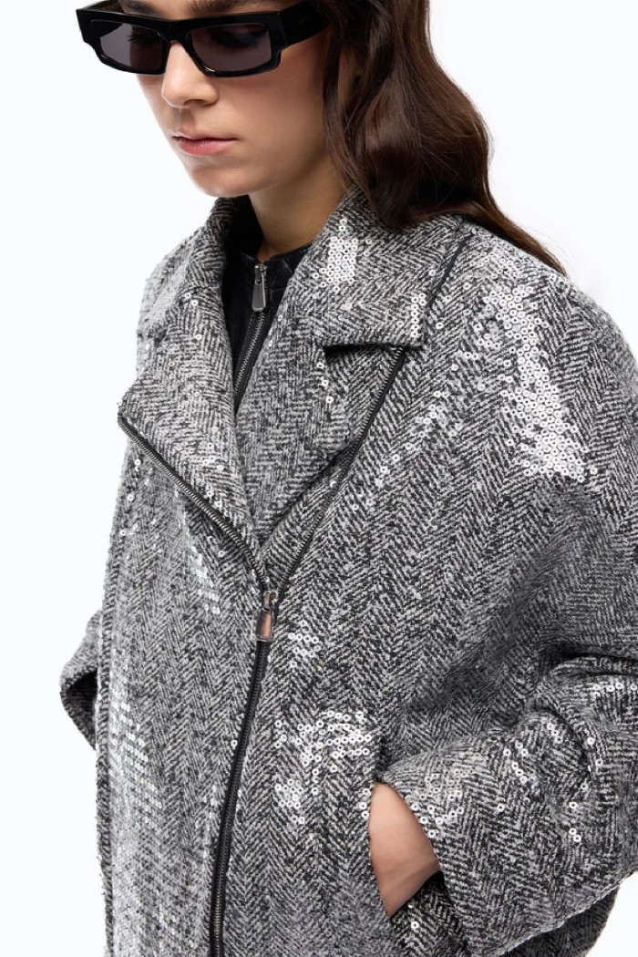 CAPPOTTO DOPPIOPETTO CON PAILLETTES PINKO