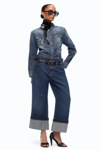 JEANS CROPPED CON CINTURA IN PELLE PINKO