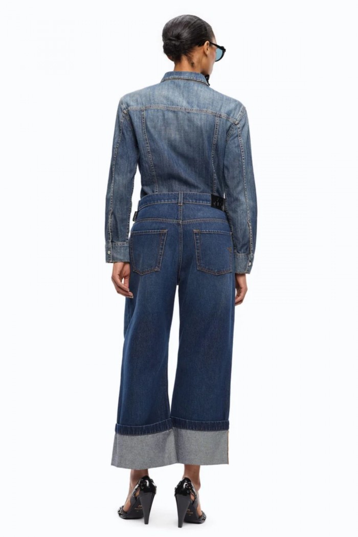 JEANS CROPPED CON CINTURA IN PELLE PINKO