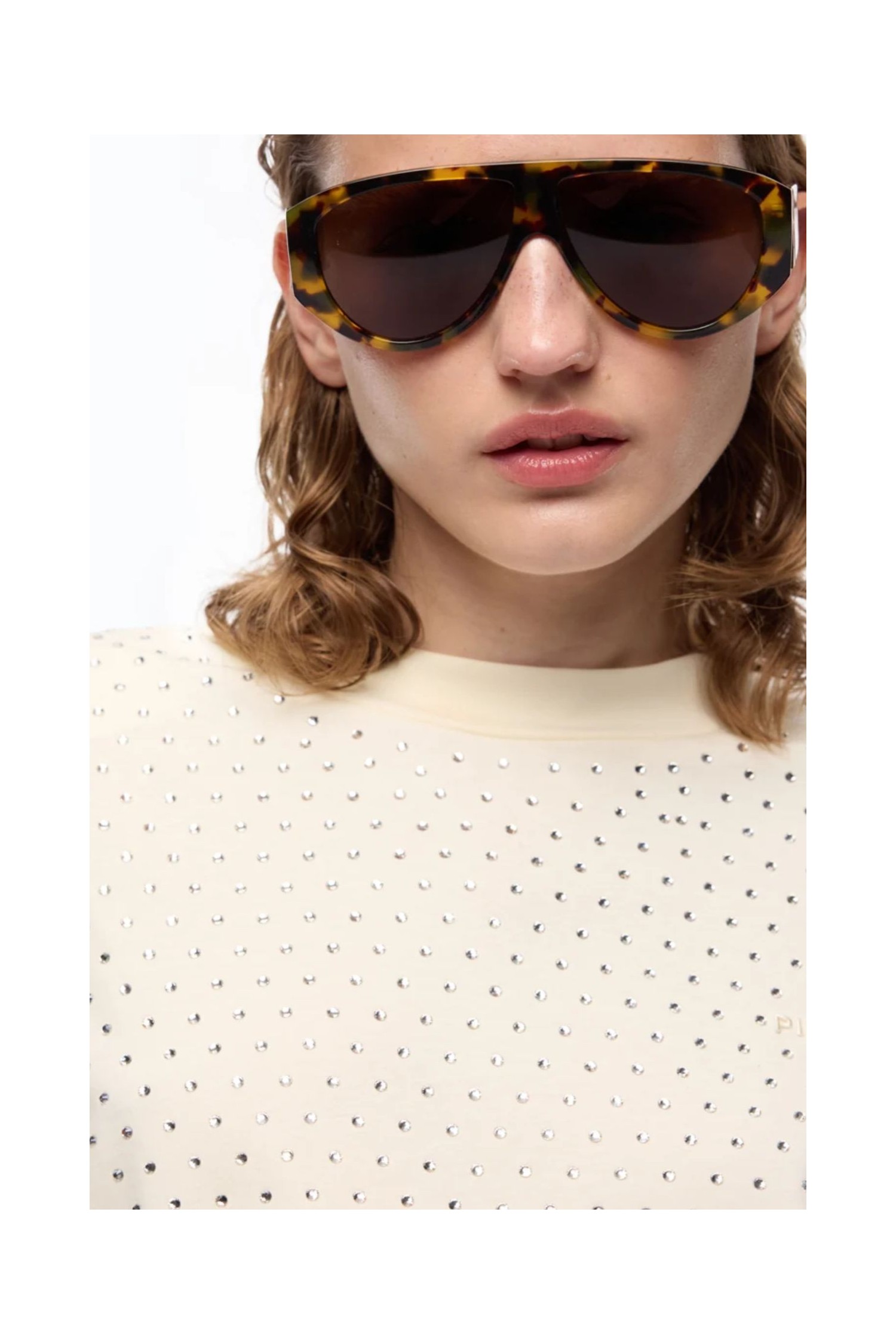 T-SHIRT JERSEY CON STRASS E LOGO PINKO