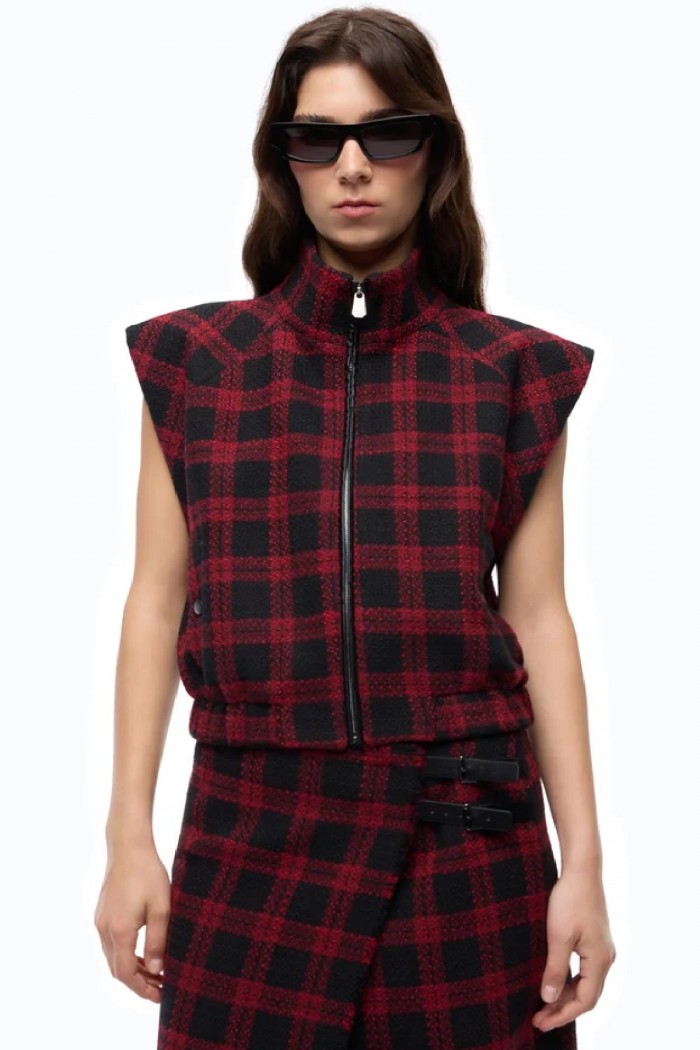  GILET IN TWEED A QUADRI PINKO