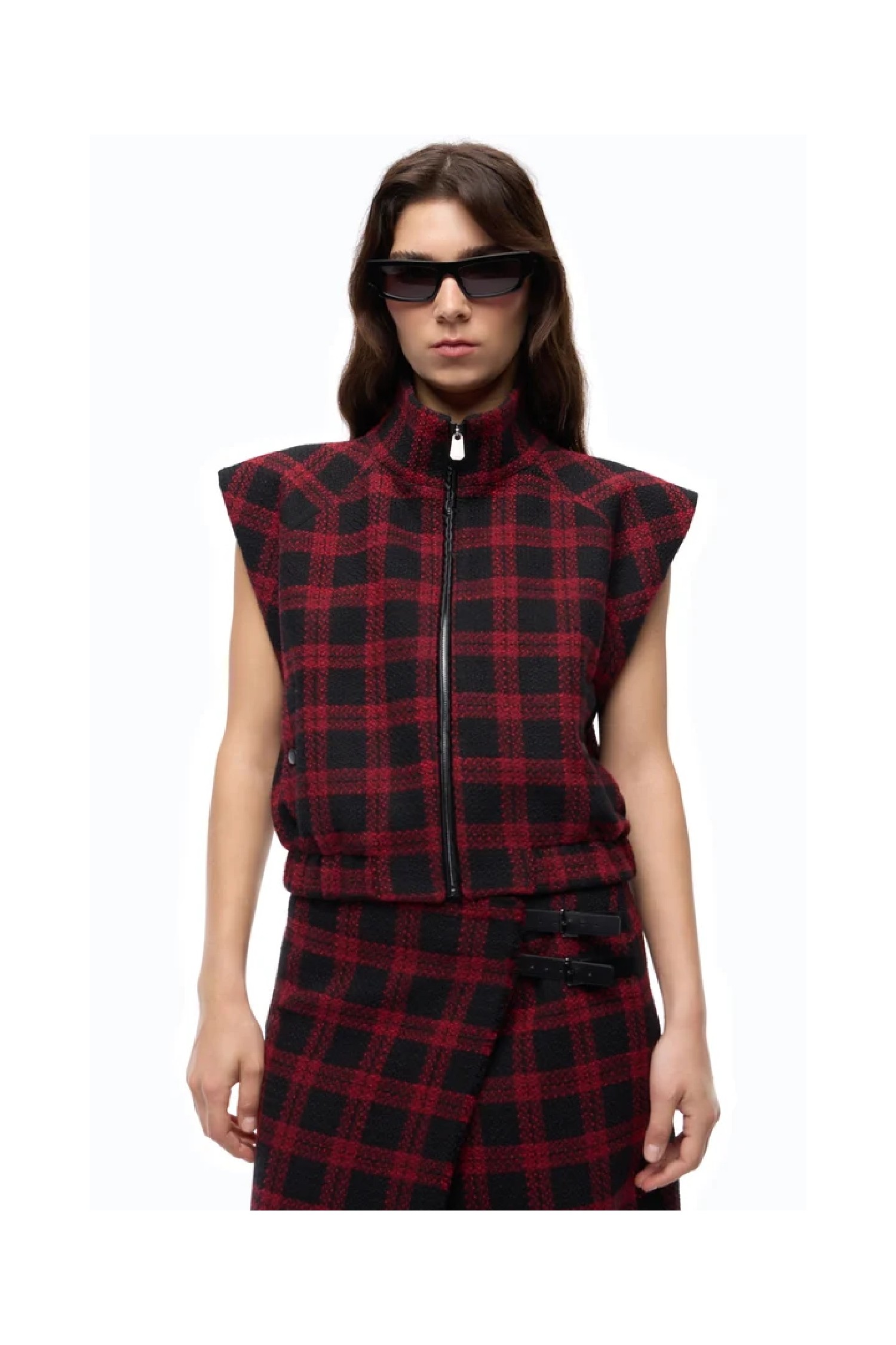  GILET IN TWEED A QUADRI PINKO