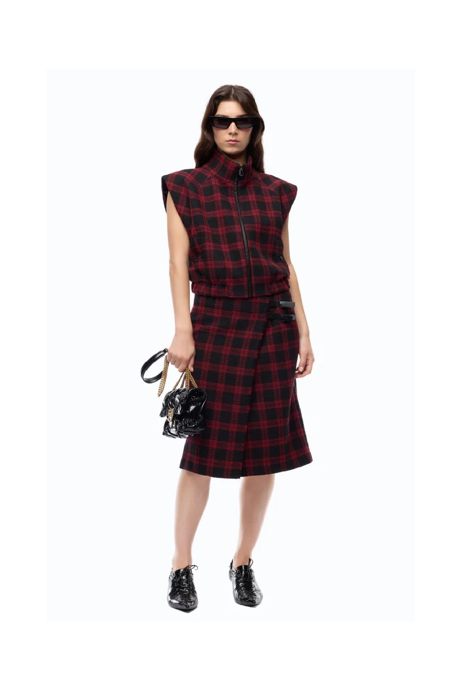  GILET IN TWEED A QUADRI PINKO