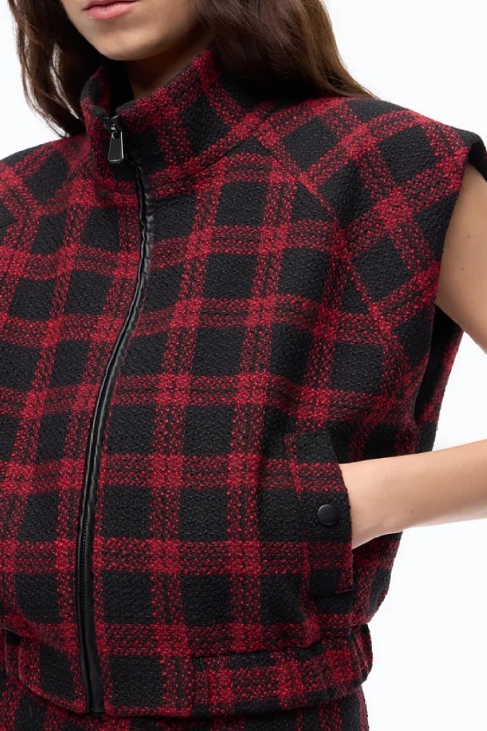  GILET IN TWEED A QUADRI PINKO