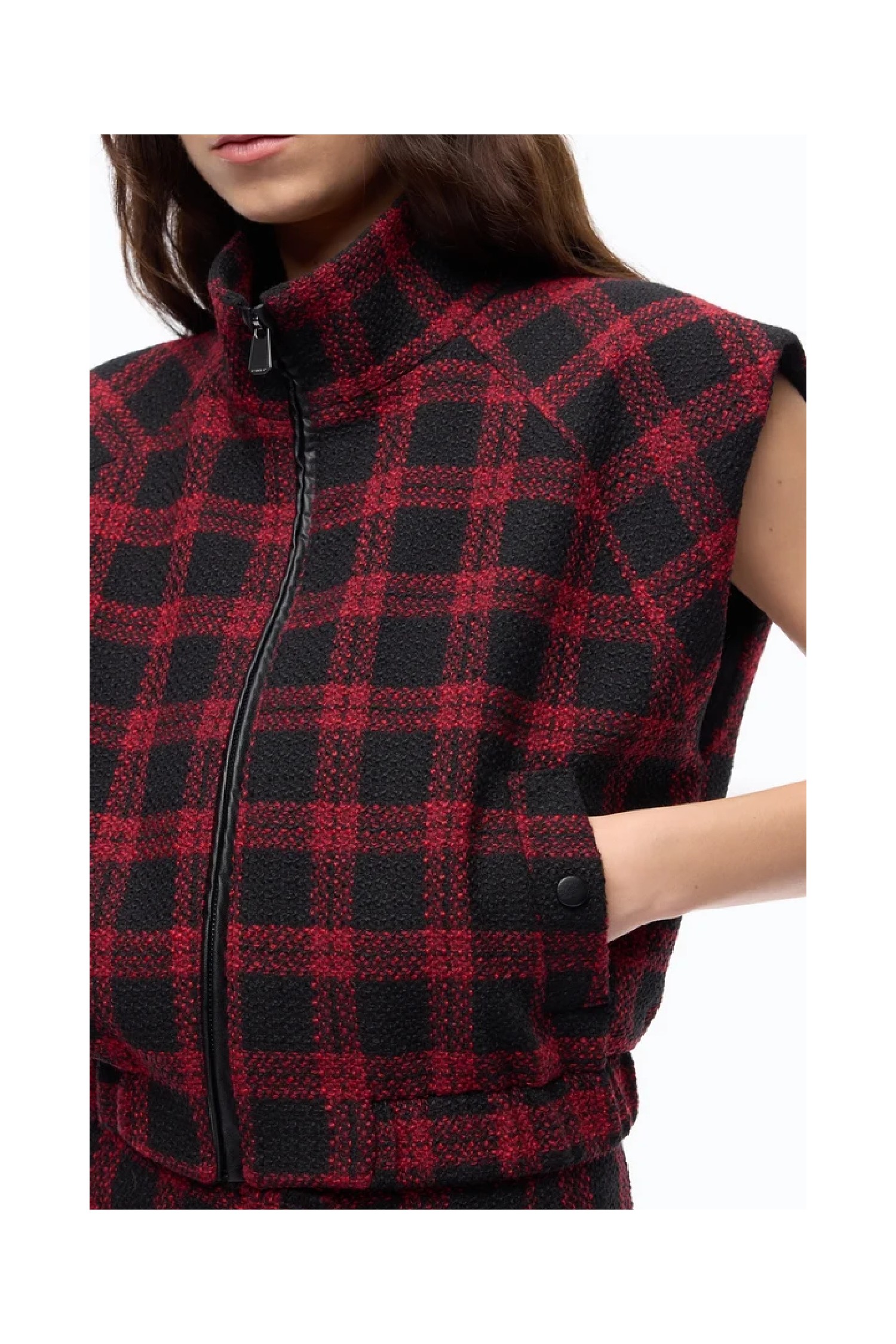  GILET IN TWEED A QUADRI PINKO