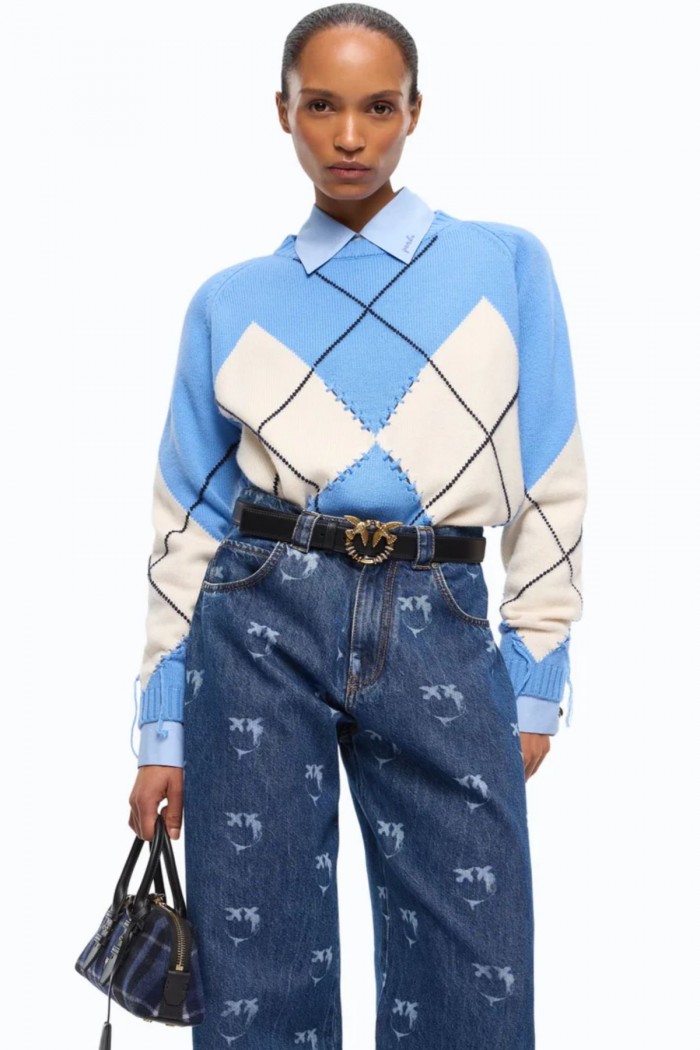 MAGLIA IN LANA E CACHEMIRE CON MAXI ROMBI  PINKO