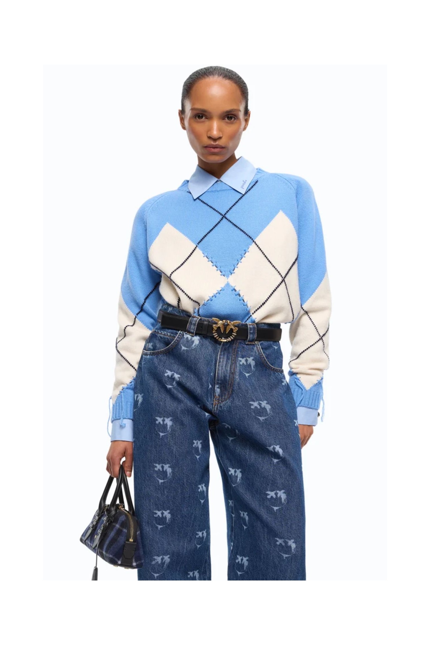 MAGLIA IN LANA E CACHEMIRE CON MAXI ROMBI  PINKO