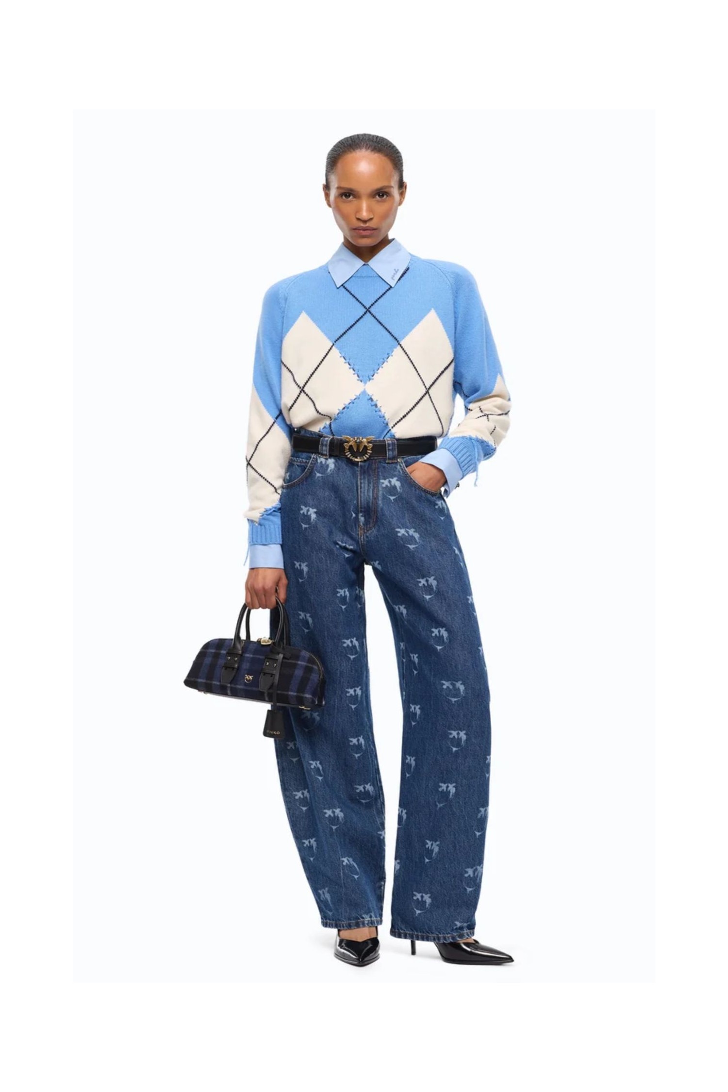 MAGLIA IN LANA E CACHEMIRE CON MAXI ROMBI  PINKO
