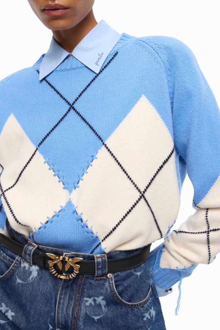 MAGLIA IN LANA E CACHEMIRE CON MAXI ROMBI  PINKO