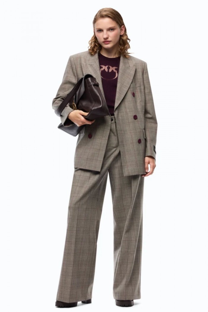 PANTALONI AMPI A QUADRI PINKO