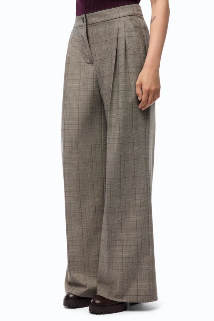 PANTALONI AMPI A QUADRI PINKO