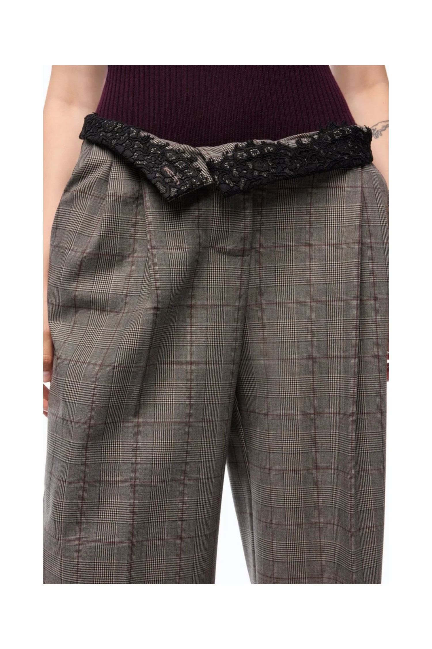 PANTALONI AMPI A QUADRI PINKO