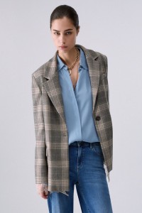 BLAZER CHECK CON DETTAGLI IN PIZZO LIU JO