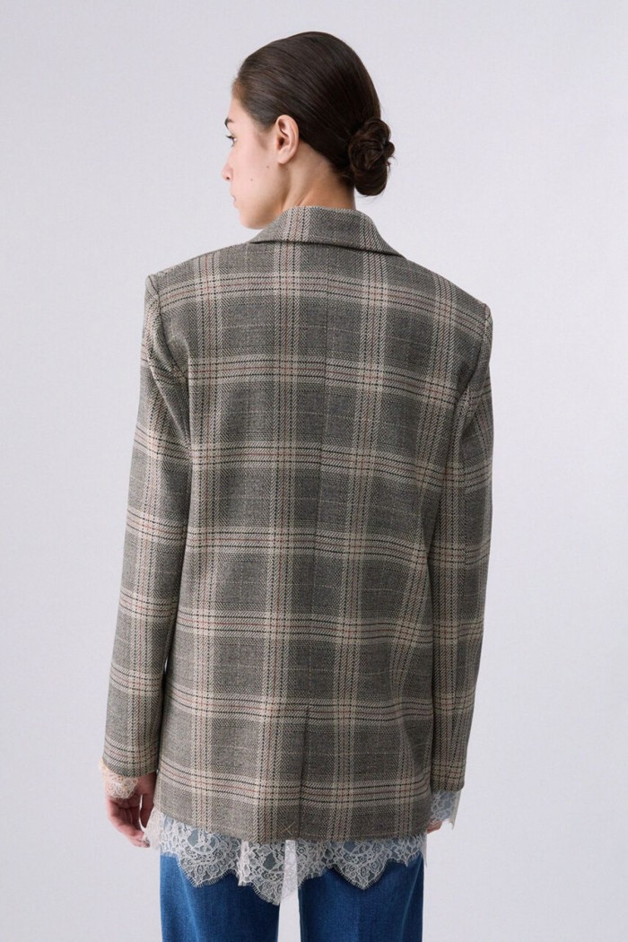 BLAZER CHECK CON DETTAGLI IN PIZZO LIU JO