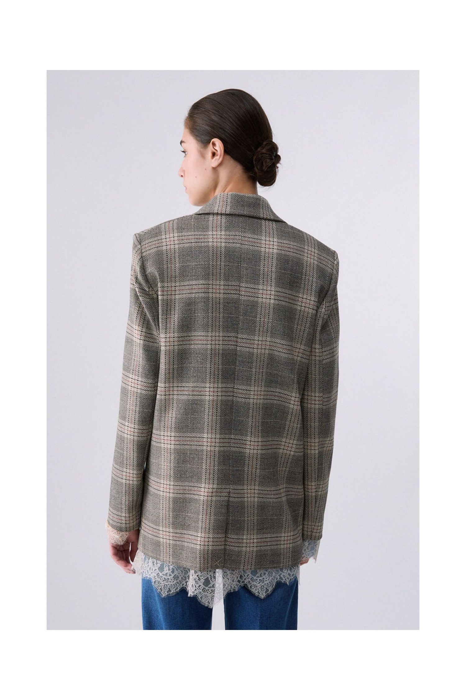 BLAZER CHECK CON DETTAGLI IN PIZZO LIU JO