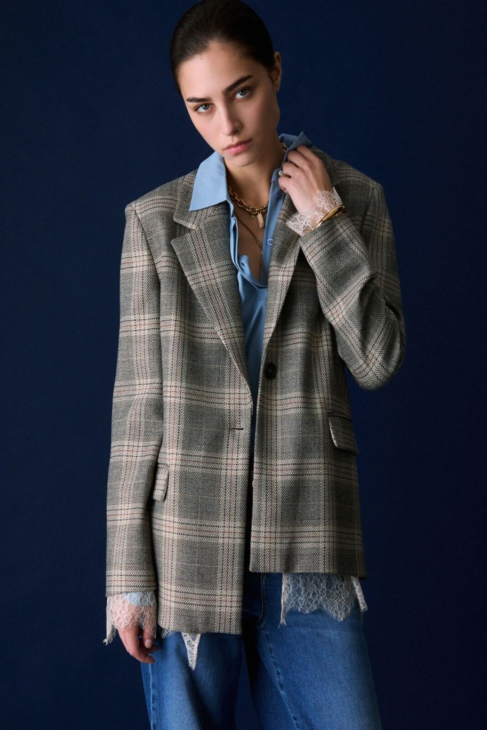 BLAZER CHECK CON DETTAGLI IN PIZZO LIU JO