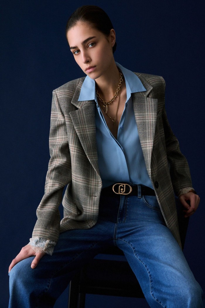 BLAZER CHECK CON DETTAGLI IN PIZZO LIU JO