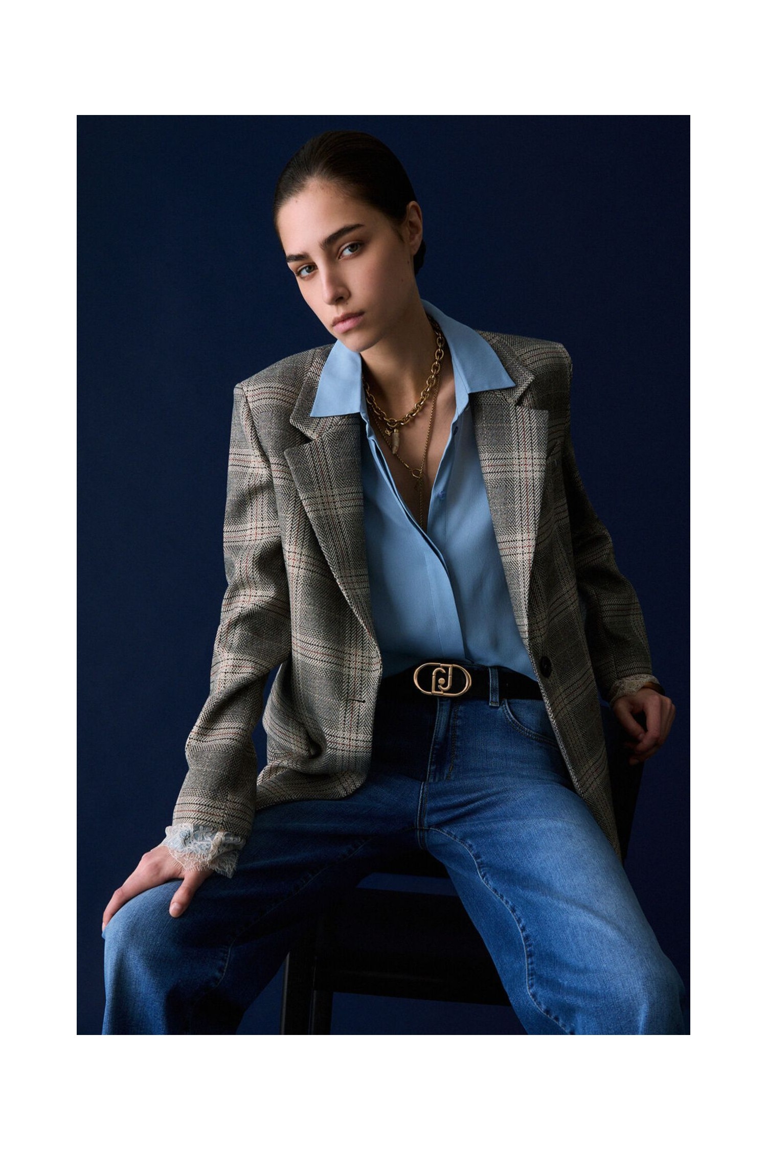 BLAZER CHECK CON DETTAGLI IN PIZZO LIU JO
