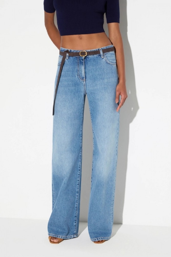 JEANS A PALAZZO CON CINTURA ELISABETTA FRANCHI