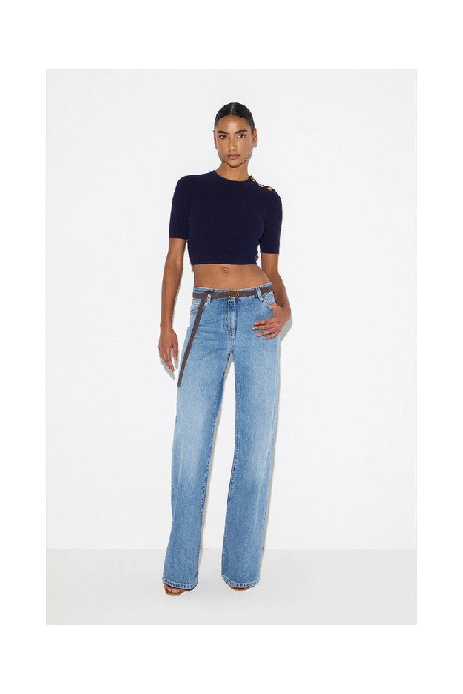 JEANS A PALAZZO CON CINTURA ELISABETTA FRANCHI