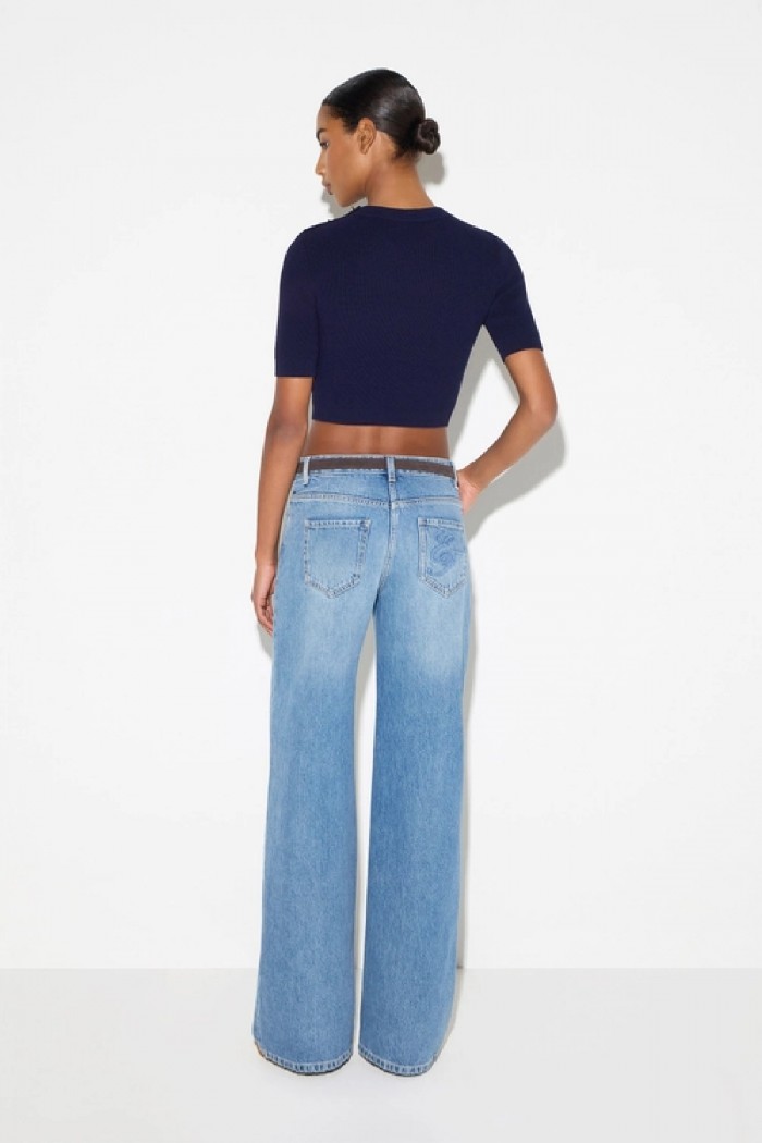 JEANS A PALAZZO CON CINTURA ELISABETTA FRANCHI