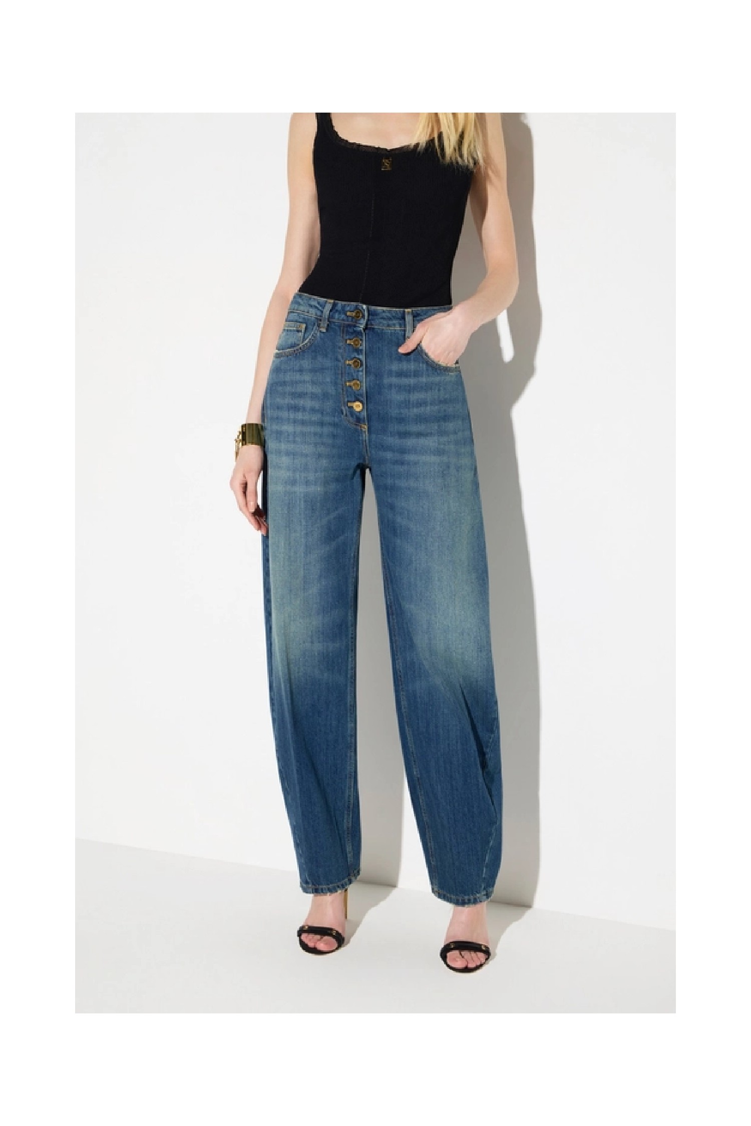 JEANS BALLOON CON BOTTONI GIOIELLO ELISABETTA FRANCHI