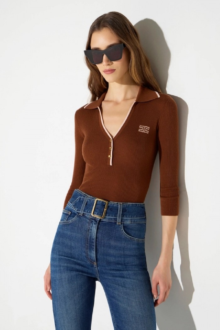 POLO IN MAGLIA A COSTINE MAGLIA ELISABETTA FRANCHI
